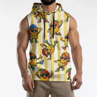 Funny Hawaii Mango Hip Hop Cartoon Sleeveless Hoodie Summer Beach Party