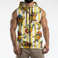 Funny Hawaii Mango Hip Hop Cartoon Sleeveless Zip Hoodie Summer Beach Party