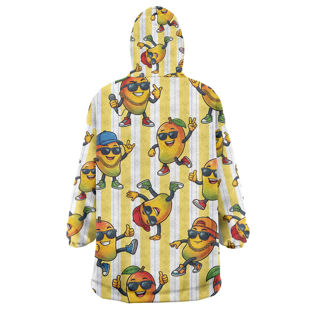 Funny Hawaii Mango Hip Hop Cartoon Wearable Blanket Hoodie Summer Beach Party