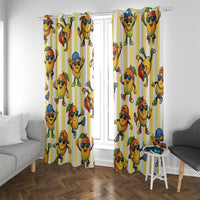 Funny Hawaii Mango Hip Hop Cartoon Window Curtain Summer Beach Party