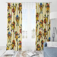 Funny Hawaii Mango Hip Hop Cartoon Window Curtain Summer Beach Party