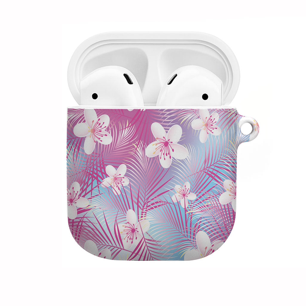 Pink Aloha Hawaiian AirPods Case Tropical Flower Palm Leaf Pattern LT19 Pink - Polynesian Pride