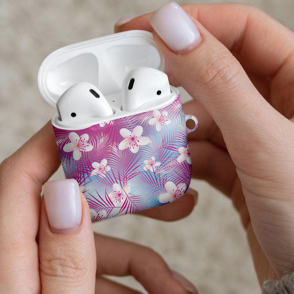 Pink Aloha Hawaiian AirPods Case Tropical Flower Palm Leaf Pattern LT19 - Polynesian Pride