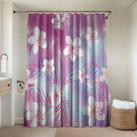 Pink Aloha Hawaiian Bathroom Set Tropical Flower Palm Leaf Pattern LT19 Shower Curtain Only Pink - Polynesian Pride