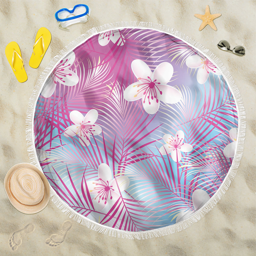 Pink Aloha Hawaiian Beach Blanket Tropical Flower Palm Leaf Pattern LT19 One Size 150cm Pink - Polynesian Pride