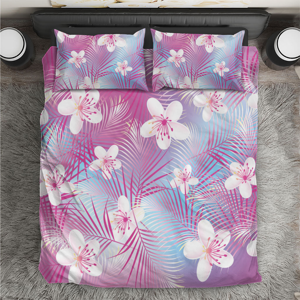 Pink Aloha Hawaiian Bedding Set Tropical Flower Palm Leaf Pattern LT19 Pink - Polynesian Pride