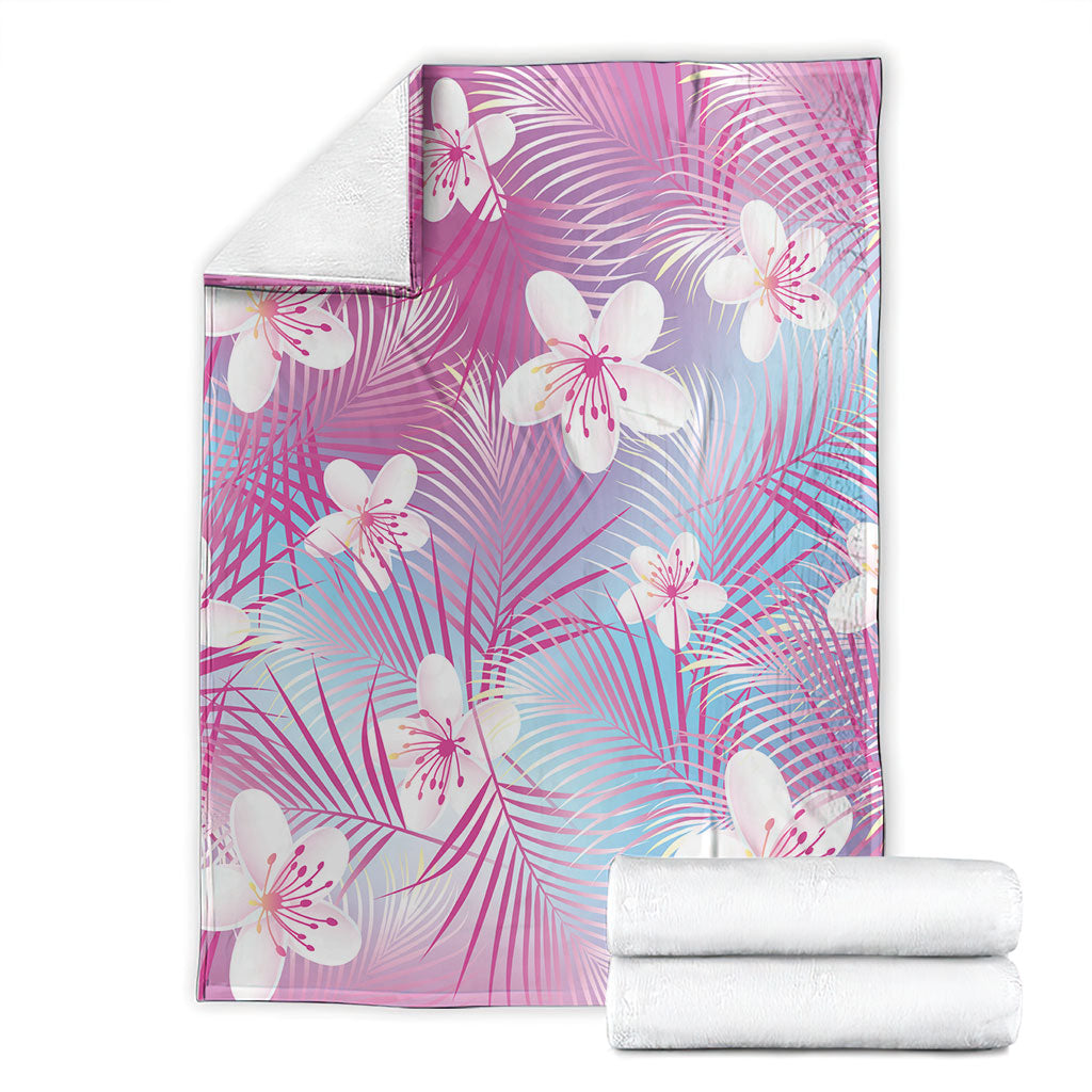 Pink Aloha Hawaiian Blanket Tropical Flower Palm Leaf Pattern LT19 - Polynesian Pride