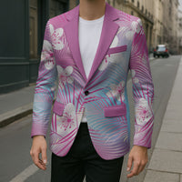 Pink Aloha Hawaiian Blazer Tropical Flower Palm Leaf Pattern LT19 - Polynesian Pride