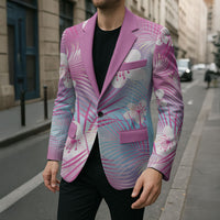 Pink Aloha Hawaiian Blazer Tropical Flower Palm Leaf Pattern LT19 - Polynesian Pride