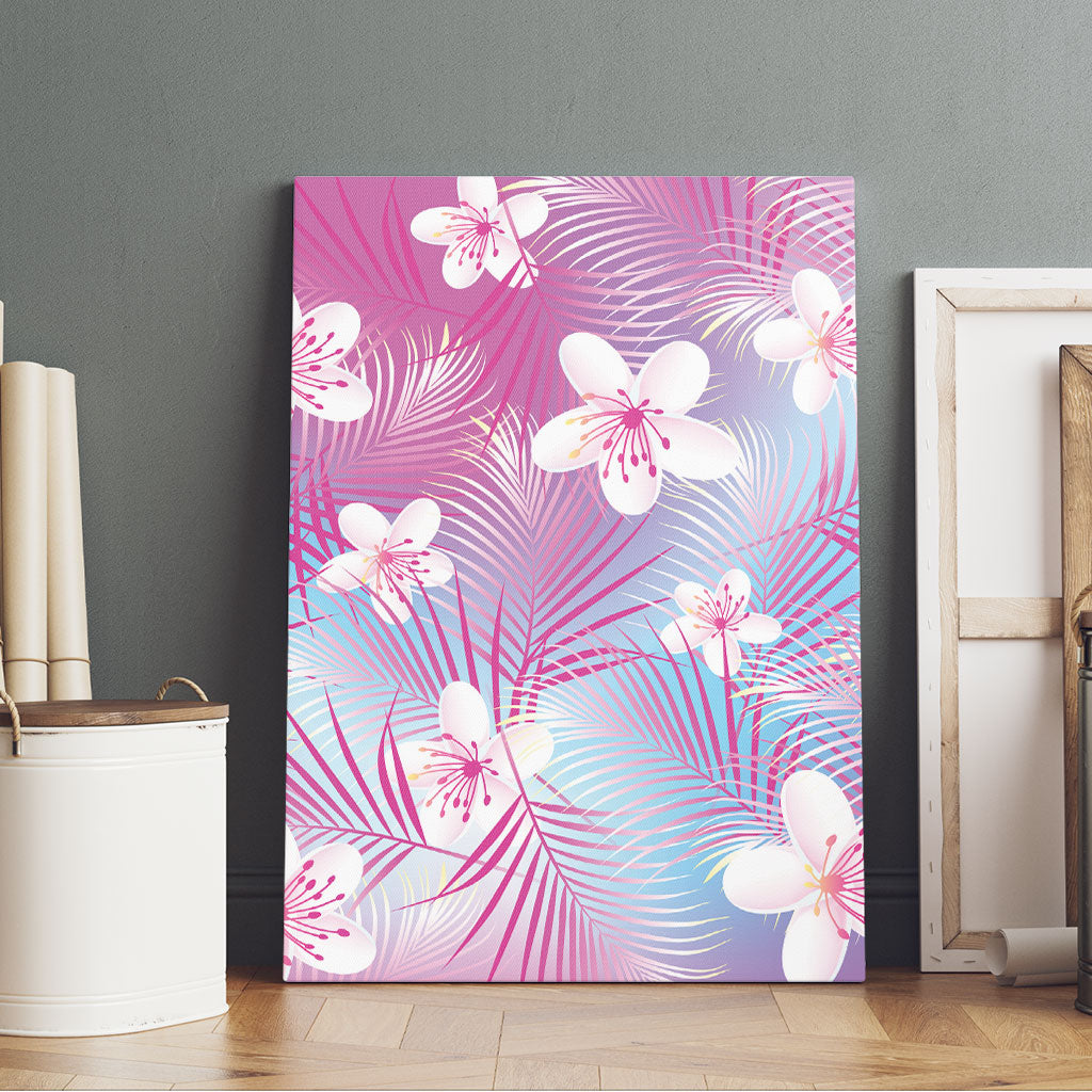 Pink Aloha Hawaiian Canvas Wall Art Tropical Flower Palm Leaf Pattern LT19 - Polynesian Pride