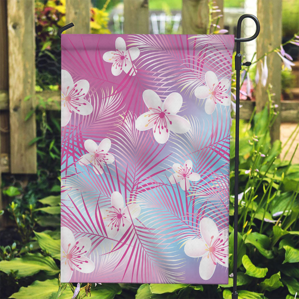Pink Aloha Hawaiian Garden Flag Tropical Flower Palm Leaf Pattern LT19 Garden Flag Pink - Polynesian Pride