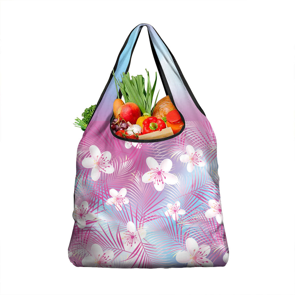 Pink Aloha Hawaiian Grocery Bag Tropical Flower Palm Leaf Pattern LT19 1-pack One Size Pink - Polynesian Pride