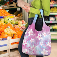 Pink Aloha Hawaiian Grocery Bag Tropical Flower Palm Leaf Pattern LT19 - Polynesian Pride