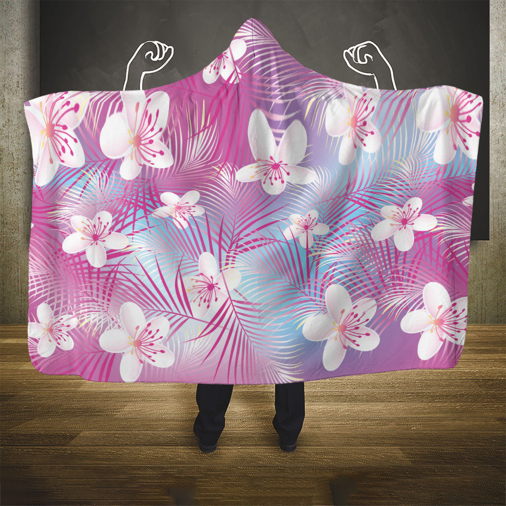 Pink Aloha Hawaiian Hooded Blanket Tropical Flower Palm Leaf Pattern LT19 - Polynesian Pride