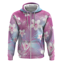 Pink Aloha Hawaiian Hoodie Tropical Flower Palm Leaf Pattern LT19 Zip Hoodie Pink - Polynesian Pride