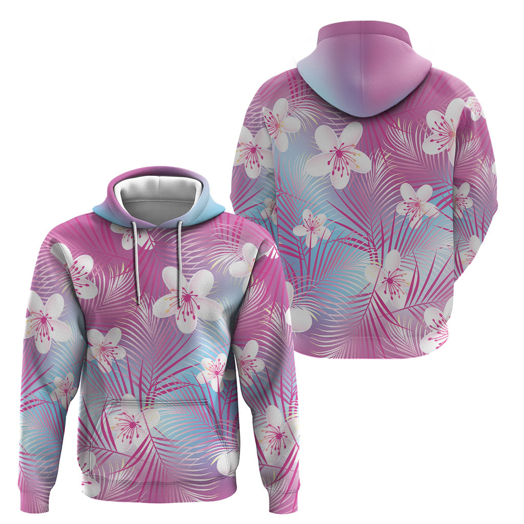 Pink Aloha Hawaiian Hoodie Tropical Flower Palm Leaf Pattern LT19 - Polynesian Pride