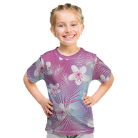 Pink Aloha Hawaiian Kid T Shirt Tropical Flower Palm Leaf Pattern LT19 Pink - Polynesian Pride