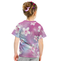 Pink Aloha Hawaiian Kid T Shirt Tropical Flower Palm Leaf Pattern LT19 - Polynesian Pride