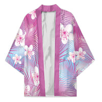Pink Aloha Hawaiian Kimono Tropical Flower Palm Leaf Pattern LT19 Unisex Pink - Polynesian Pride