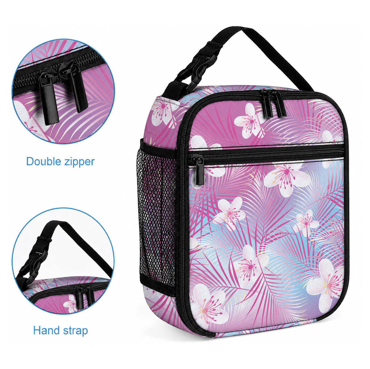 Pink Aloha Hawaiian Lunch Bag Tropical Flower Palm Leaf Pattern LT19 - Polynesian Pride