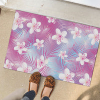 Pink Aloha Hawaiian Rubber Doormat Tropical Flower Palm Leaf Pattern LT19 - Polynesian Pride
