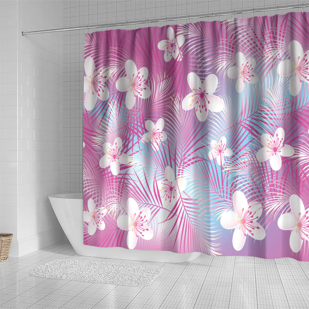 Pink Aloha Hawaiian Shower Curtain Tropical Flower Palm Leaf Pattern LT19 - Polynesian Pride