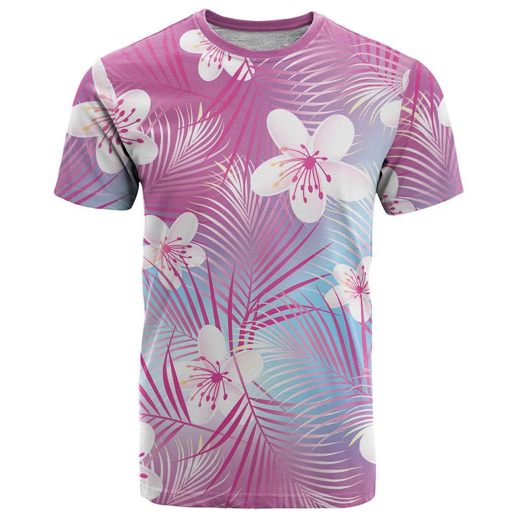 Pink Aloha Hawaiian T Shirt Tropical Flower Palm Leaf Pattern LT19 Pink - Polynesian Pride