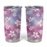 Pink Aloha Hawaiian Tumbler Cup Tropical Flower Palm Leaf Pattern LT19 Pink - Polynesian Pride