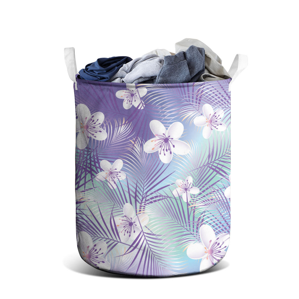 Purple Aloha Hawaiian Laundry Basket Tropical Flower Palm Leaf Pattern LT19 - Polynesian Pride