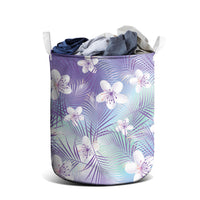 Purple Aloha Hawaiian Laundry Basket Tropical Flower Palm Leaf Pattern LT19 - Polynesian Pride