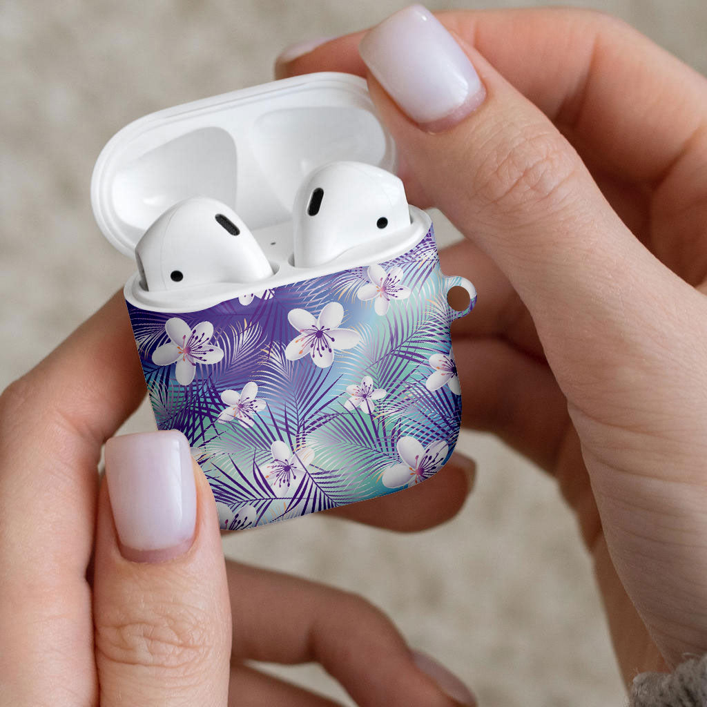 Purple Aloha Hawaiian AirPods Case Tropical Flower Palm Leaf Pattern LT19 - Polynesian Pride