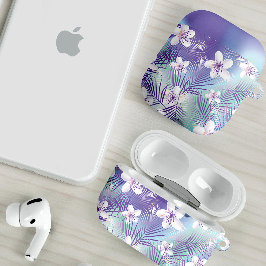 Purple Aloha Hawaiian AirPods Case Tropical Flower Palm Leaf Pattern LT19 - Polynesian Pride