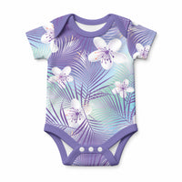 Purple Aloha Hawaiian Baby Onesie Tropical Flower Palm Leaf Pattern LT19 Purple - Polynesian Pride
