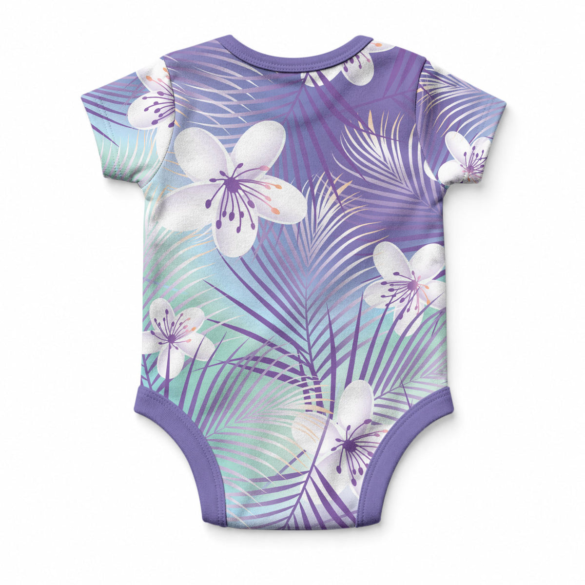 Purple Aloha Hawaiian Baby Onesie Tropical Flower Palm Leaf Pattern LT19 - Polynesian Pride