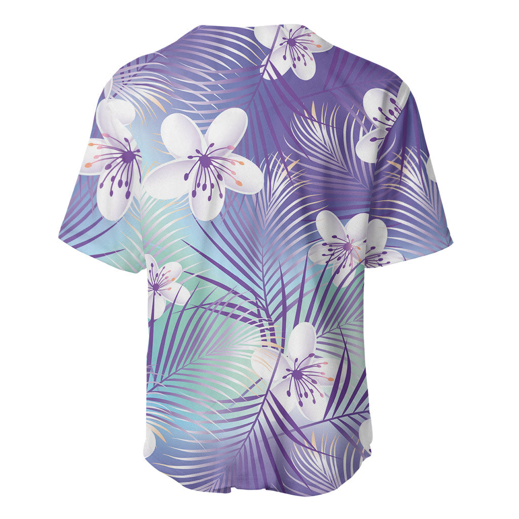 Purple Aloha Hawaiian Baseball Jersey Tropical Flower Palm Leaf Pattern LT19 - Polynesian Pride