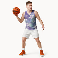 Purple Aloha Hawaiian Basketball Jersey Tropical Flower Palm Leaf Pattern LT19 - Polynesian Pride