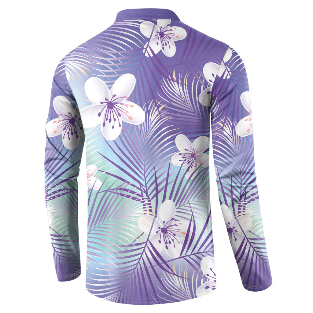 Purple Aloha Hawaiian Button Sweatshirt Tropical Flower Palm Leaf Pattern LT19 - Polynesian Pride