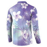 Purple Aloha Hawaiian Button Sweatshirt Tropical Flower Palm Leaf Pattern LT19 - Polynesian Pride