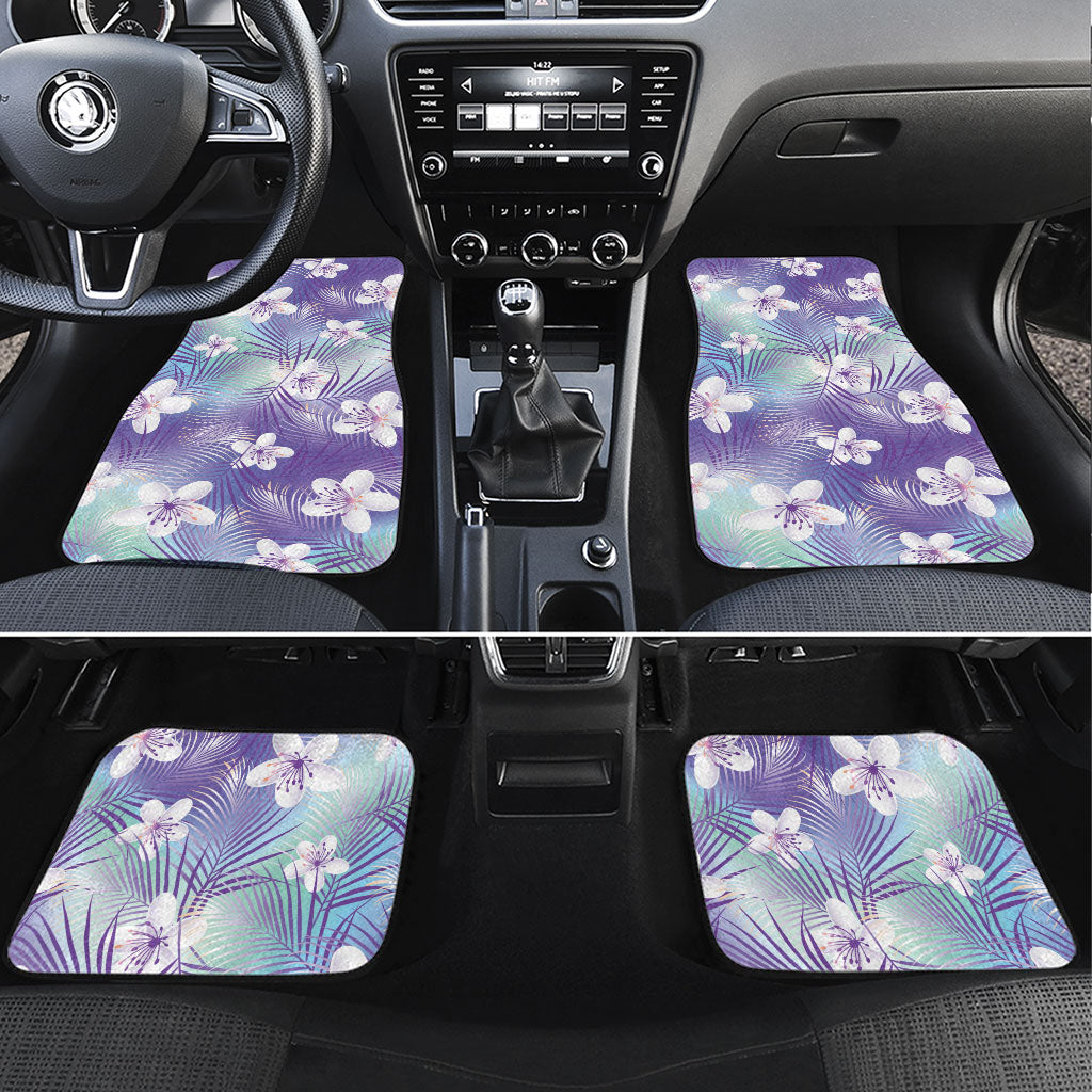 Purple Aloha Hawaiian Car Mats Tropical Flower Palm Leaf Pattern LT19 Set 4pcs Purple - Polynesian Pride