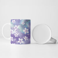 Purple Aloha Hawaiian Ceramic Mug Tropical Flower Palm Leaf Pattern LT19 - Polynesian Pride