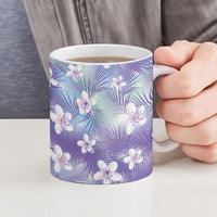Purple Aloha Hawaiian Ceramic Mug Tropical Flower Palm Leaf Pattern LT19 - Polynesian Pride