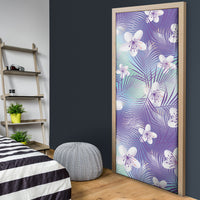 Purple Aloha Hawaiian Door Cover Tropical Flower Palm Leaf Pattern LT19 - Polynesian Pride