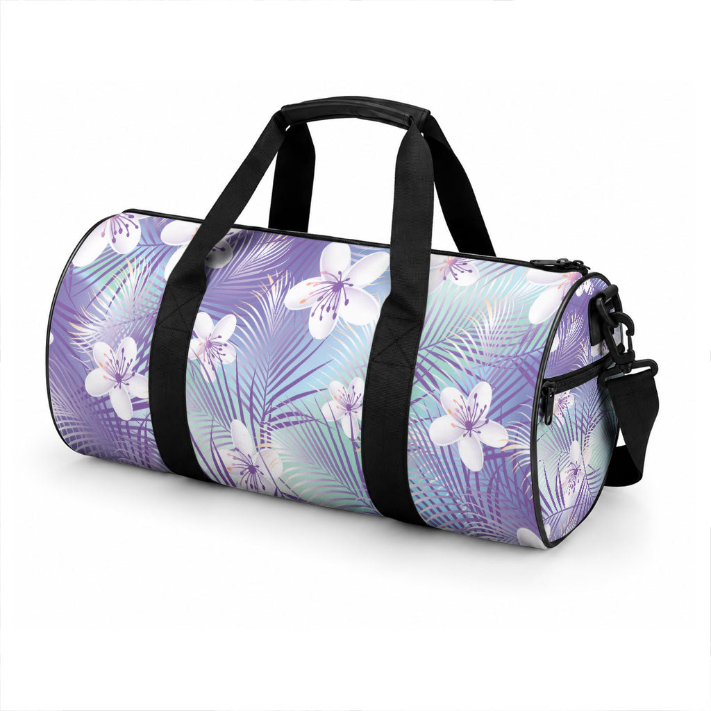 Purple Aloha Hawaiian Duffle Bag Tropical Flower Palm Leaf Pattern LT19 - Polynesian Pride