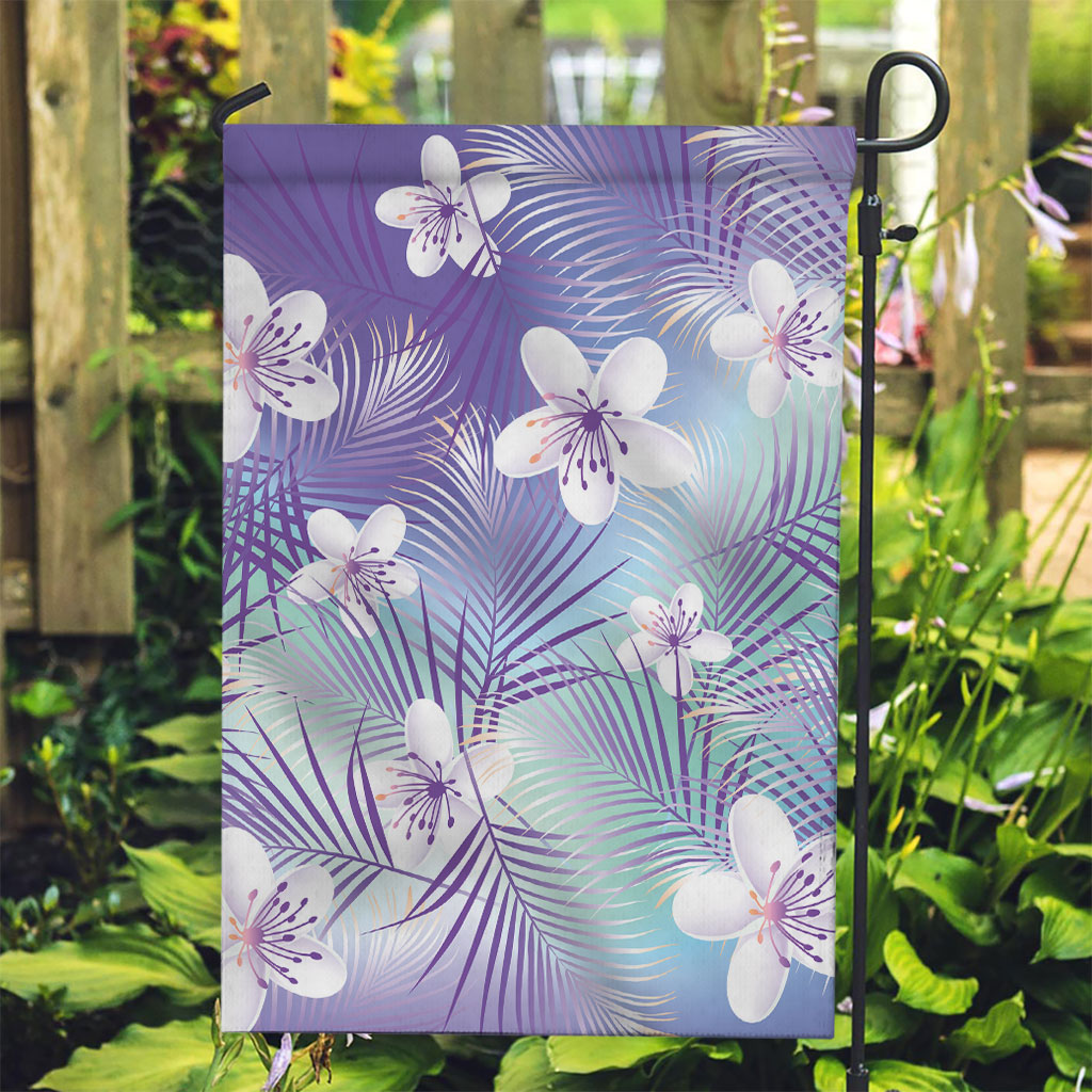 Purple Aloha Hawaiian Garden Flag Tropical Flower Palm Leaf Pattern LT19 Garden Flag Purple - Polynesian Pride
