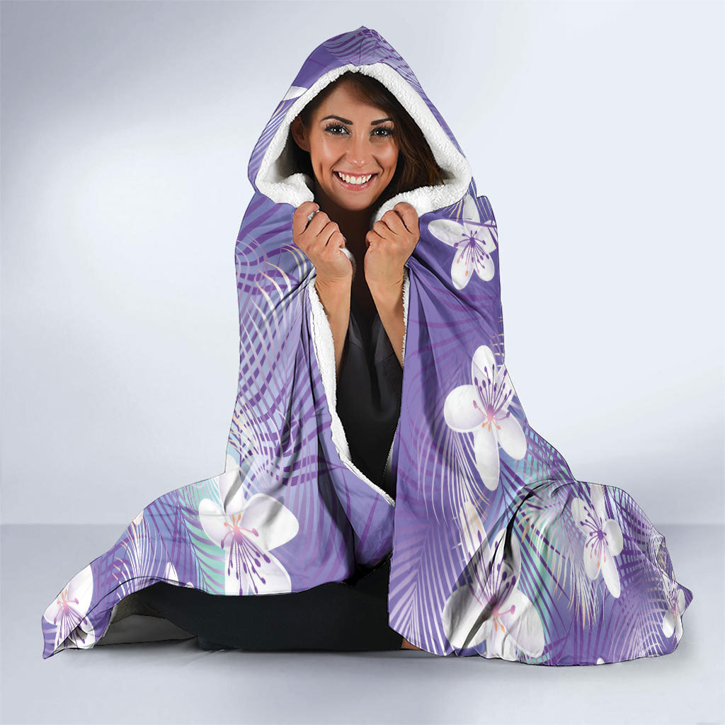 Purple Aloha Hawaiian Hooded Blanket Tropical Flower Palm Leaf Pattern LT19 - Polynesian Pride