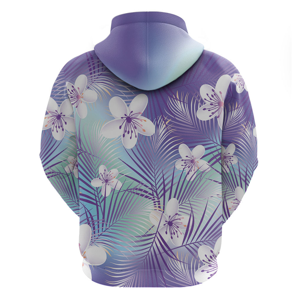 Purple Aloha Hawaiian Hoodie Tropical Flower Palm Leaf Pattern LT19 - Polynesian Pride