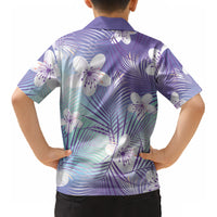 Purple Aloha Hawaiian Kid Hawaiian Shirt Tropical Flower Palm Leaf Pattern LT19 - Polynesian Pride