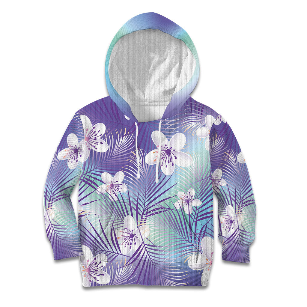 Purple Aloha Hawaiian Kid Hoodie Tropical Flower Palm Leaf Pattern LT19 Hoodie Purple - Polynesian Pride
