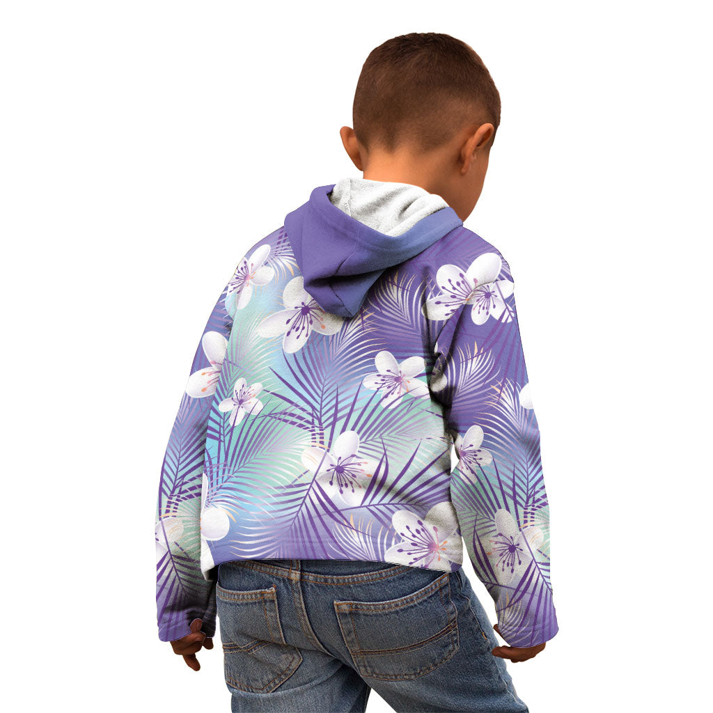 Purple Aloha Hawaiian Kid Hoodie Tropical Flower Palm Leaf Pattern LT19 - Polynesian Pride