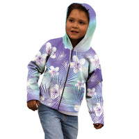 Purple Aloha Hawaiian Kid Hoodie Tropical Flower Palm Leaf Pattern LT19 - Polynesian Pride